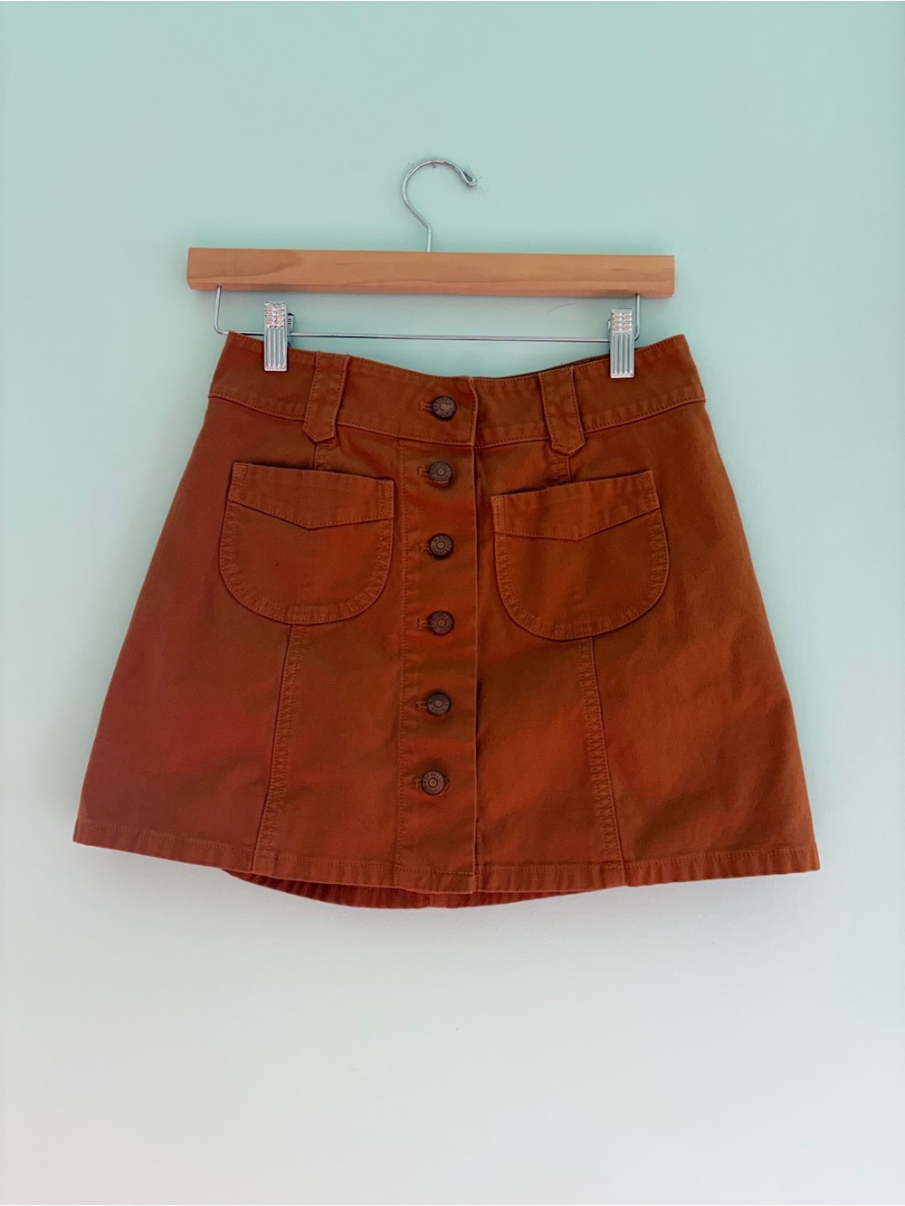 Madewell Women's Button-Front Rust Brown A-Line Skirt